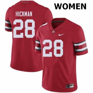 Women's Ohio State Buckeyes #28 Ronnie Hickman Red Nike NCAA College Football Jersey November ORF4044GA